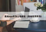 贵阳app开发公司排名（贵阳软件开发）